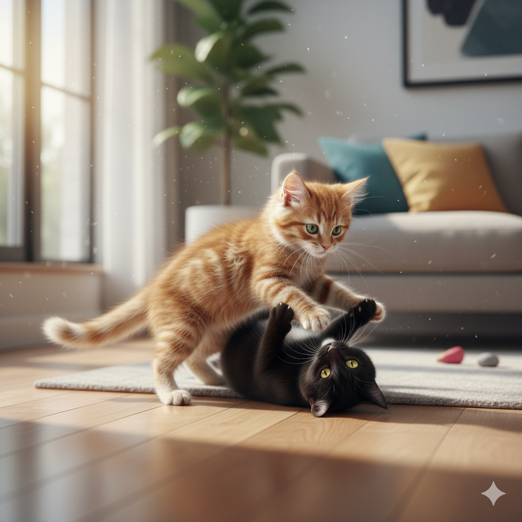 Felinos jugando